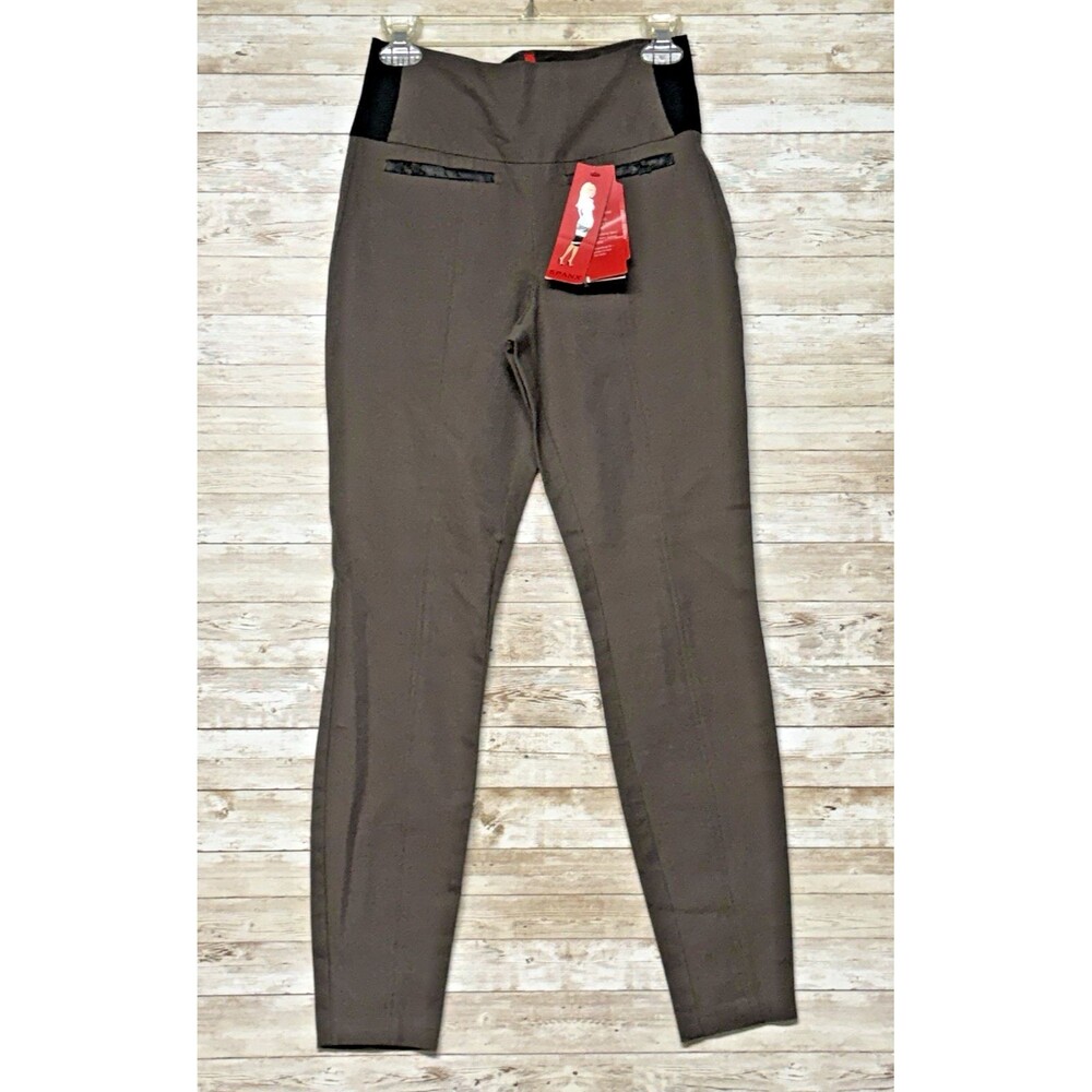 Spanx Classic Twill Leggings Brown Stretch Womens M Brownstone Pull On Slim NWT